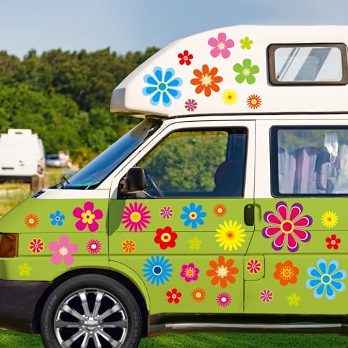 Fancy Land Daisy Stickers 180Pcs Flower Car Decals Vinyl Daisy Sticker Self Adhesive Car Labels for Truck Bumper Mirror Window Clings Decoration 12 Sheets