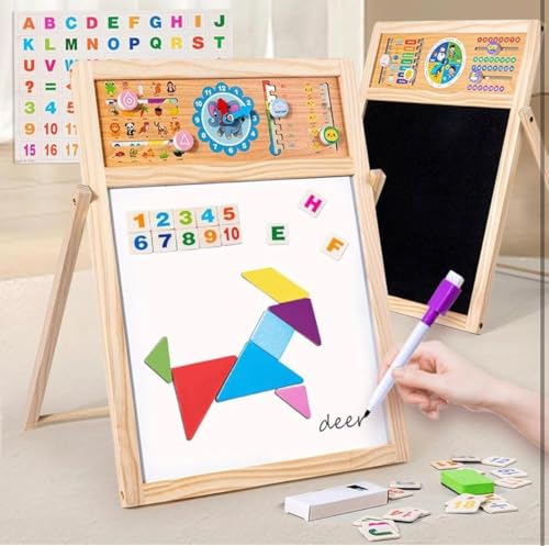Image of Number Enlightenment Wooden Toy Train for Toddlers - Animal, Transportation, Fruit, Color Recognition Early Education Blocks (Double Sided Educational Toy)