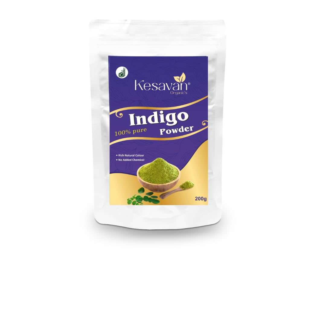 Kesavan Organic Indigo Powder For Hair Black, Triple-Sifted & Microfine, Indigofera Tinctoria Powder for Natural Hair Coloring, 200gm-picture-38