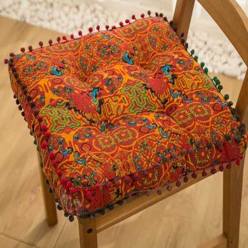 Surwin Coussin de Sol Coussin Chaise Style Boho, Carré Coussin Rond Coussins de Jardin Coussin Sol Tatami pour Yoga Méditation Tea Party Balcon Salon Enfant...