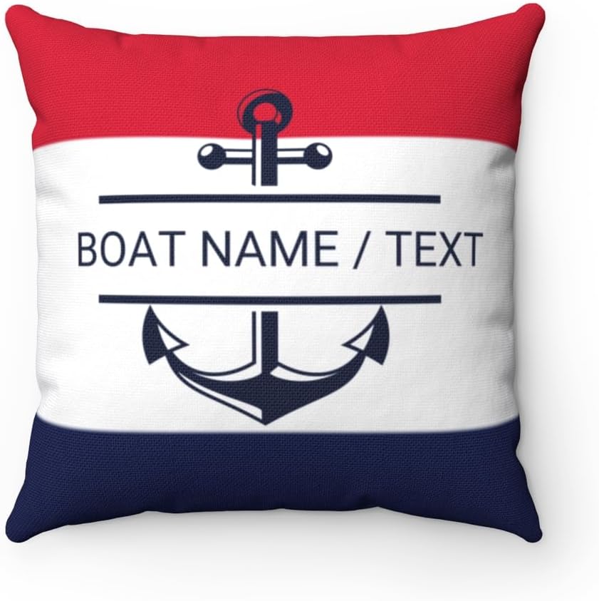 Personalized Boat Pillow, Nautical Pillows for Boat, Boat Gifts, Custom Coastal Throw Pillow, Sailboat Pillow, Nautical Throw Pillow, Lake House Pillow, Lake House Decor (20" × 20")