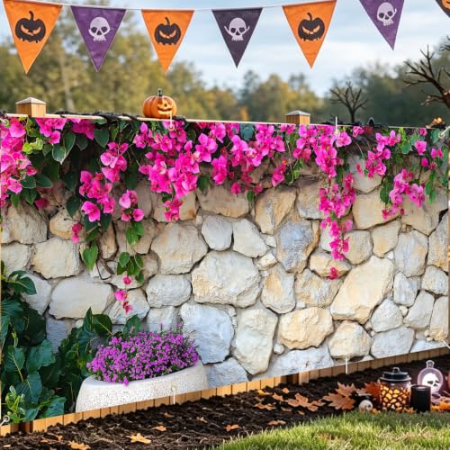 Image of Garage Door Decorations 6 x 13 ft, Floral Stone Wall Cover