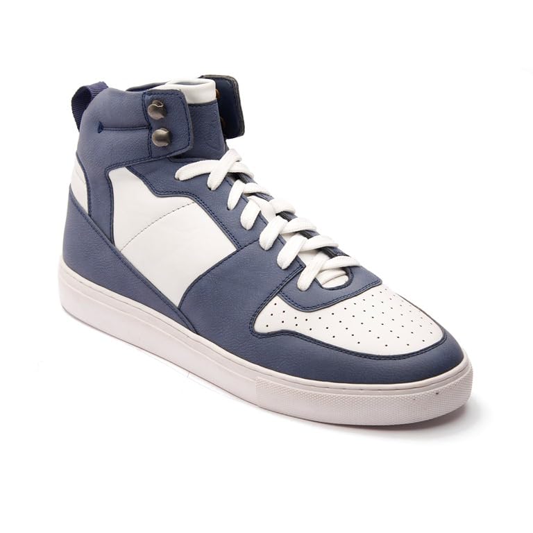 Michael Angelo Synthetic Leather High Top Hip Hop Party Sneakers Boys Blue & White Lace Ups Casual Shoes for Men (B0CN31JPWT) Amazon Price History, Amazon Price Tracker
