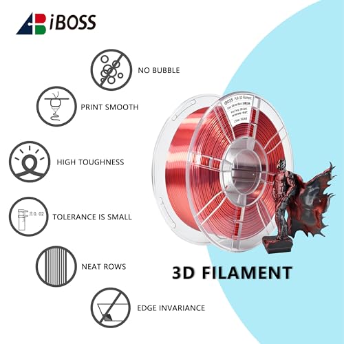 Image of iBOSS PLA+ 3D Printer Filament, Silk PLA PRO Filament 1.75mm Dual Color 3D Filament, Shiny Silk Color Change 3D Printing Filament 1KG /2.2lb, Compatible with Most FDM Printer, Silk PLA Plus Red Black