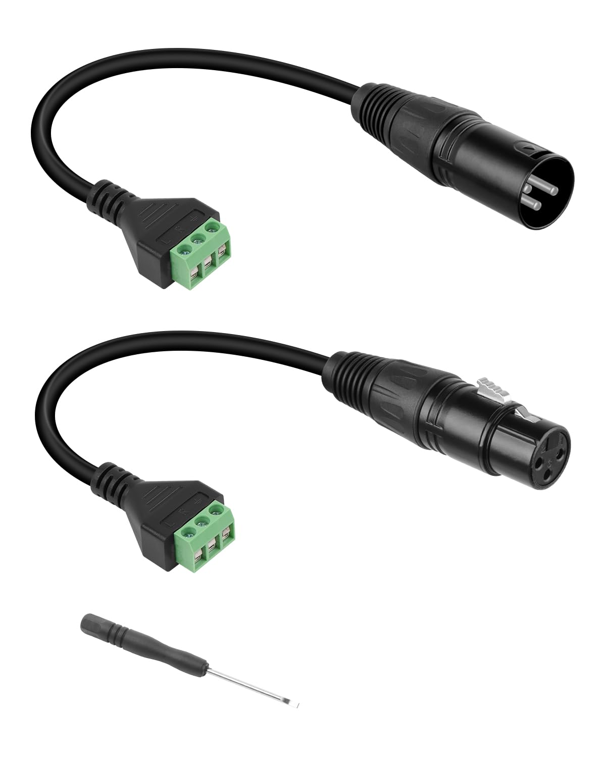 GELRHONR 2Pack XLR to 3 Pin Terminal Solderless Screw Converter Adapter Cable 30cm, for Studio Microphone,Speakers,Live Recording and Performance,DMX