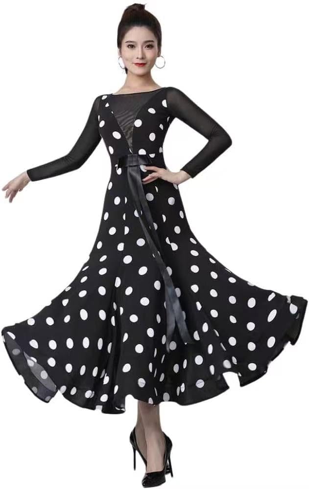 Amazon.co.jp: [hapyours] 上品 社交ダンスドレス 水玉柄 社交