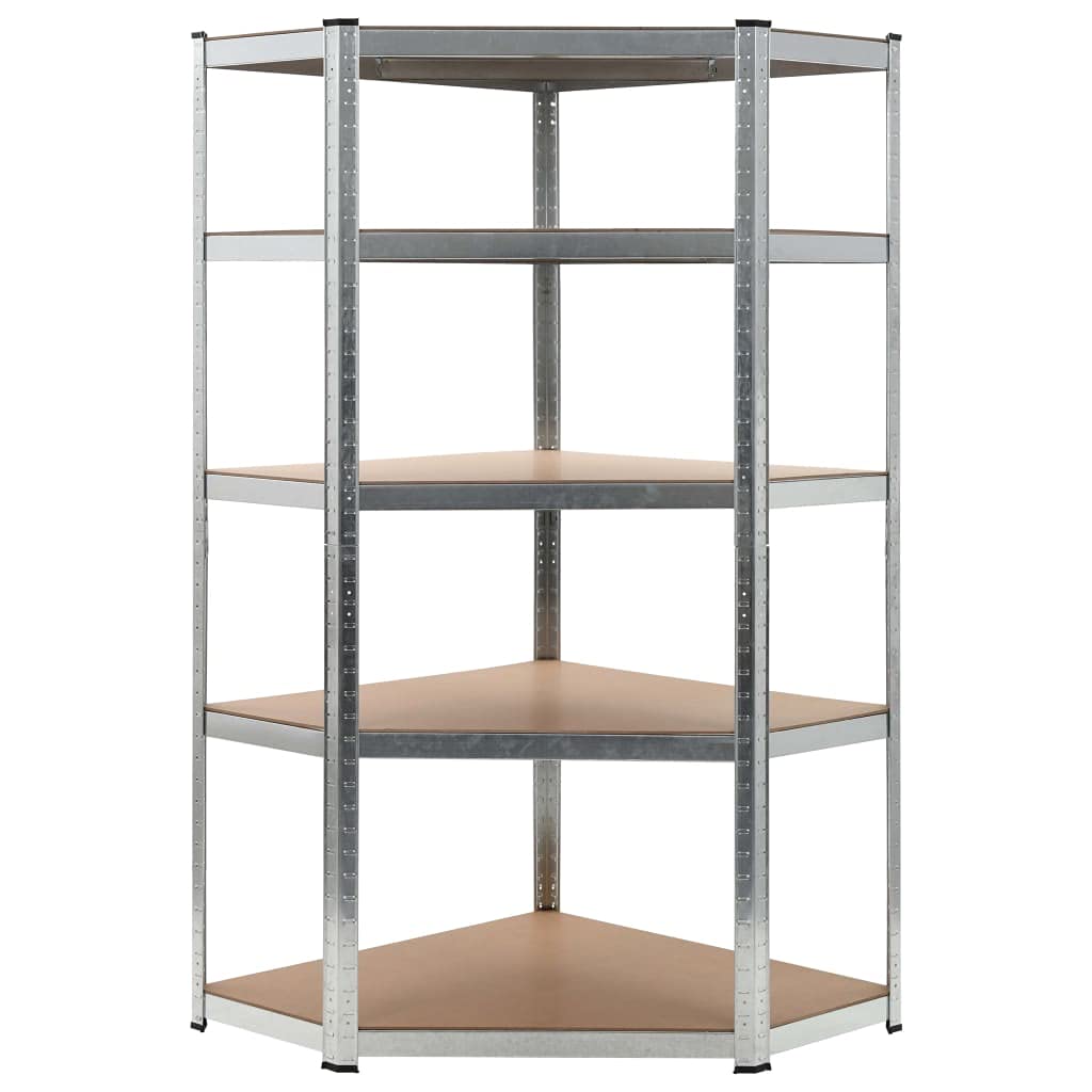 Générique Étagère d'angle à 5 Niveaux Argenté Acier et Bois d'ingénierie,Entreprise & Industrie,Stockage Industriel,Étagères industrielles,Argent,24.5 KG,144264