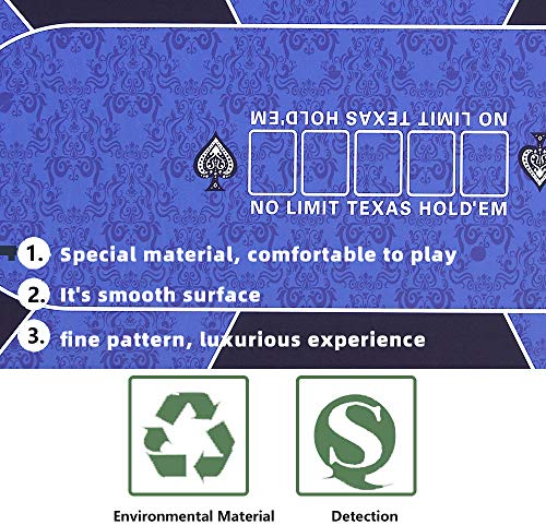 Furuisen 70'' X 35'' Professional Poker Mat, 8 Player Portable Rubber Texas Hold'em Poker Table Top Layout W/Carrying Bag To Play Cards, Poker Games, Blackjack, Casino #TOP3