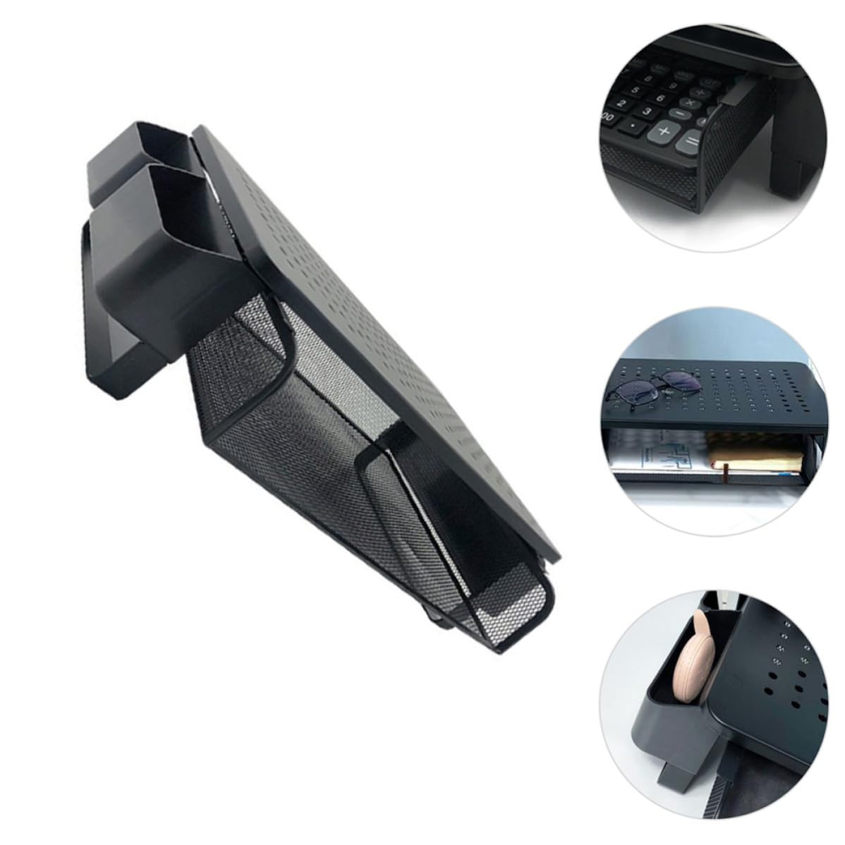 CALLARON Soporte para Monitor, Estante Elevado para Computadora Portátil, Hierro, Panel de Malla Orificios, Negro, Capacidad de Carga Máxima 20kg, Protege las Vértebras Lumbares