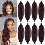 TBUG Springy Afro Twist Hair 16 Inch Marley Twist Hair Ombre Burgundy Wrapping Hair for Soft Locs 8 Packs Afro Kinky Hair for Black Women Protective Hairstyle