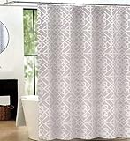 Max Studio Gatsby Geo White on Grey 72 x 72 Shower Curtain