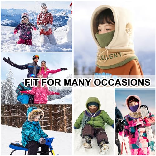 TAGVO Kinder Sturmhaube Winter 4-12, Multifunktional Winddicht Thermo Fleece Wintermütze Gesichtsmaske mit Verstellbarer Kinnriemen, Slouchy Sturmhaube Fahrrad Skimaske Balaclava für Jungen Mädchen