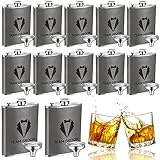 Rtteri Groomsman Flasks Set of 12 Personalized Groomsmen Gifts for Wedding, 8 oz Stainless Steel Leather Hip Flask Drinking Bachelor Groomsman Proposal Party Favors, Gray