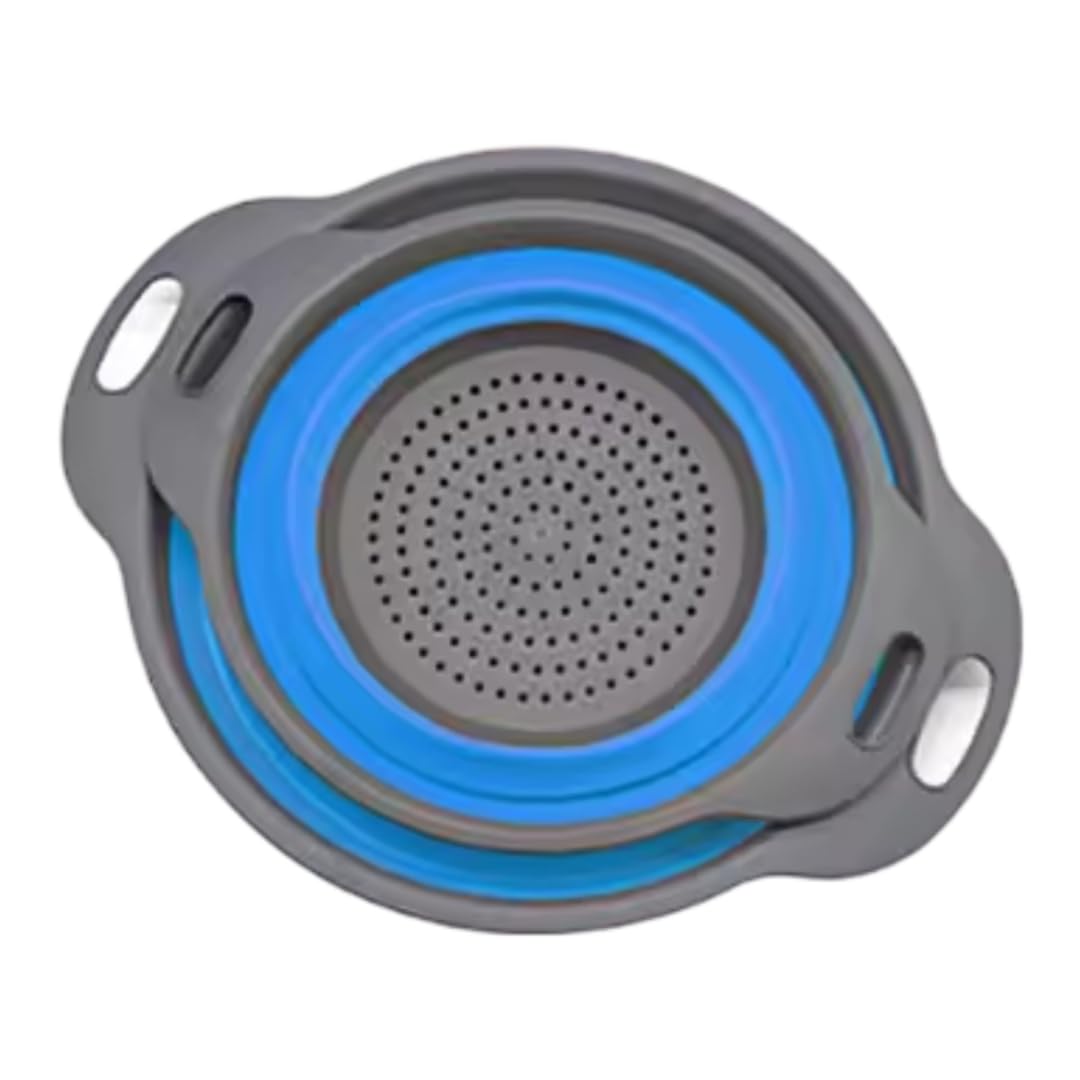 Juego de 2 coladores plegables redondos - Juego de coladores de cocina de silicona