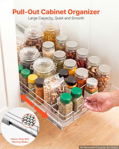 Image of VEVOR Pull Out Cabinet Organizer 21.14 inchW x 20.98 inchD Steel Slide Out Drawers