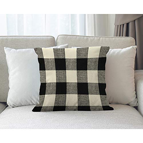 Moslion Plaid Pillow Cases Vintage Classic Black White Lattice Gingham Buffalo Check Throw Pillow Covers 18 X 18 Inch Cotton Linen Cushion Cover For Men Women #TOP2
