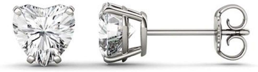 2.00CT Brilliant Heart Cut, VVS1 Clarity, Colorless Moissanite Diamond, 925 Sterling Silver Earring, Stud Earrings Screw Back, Perfact for Gift Or As You Want