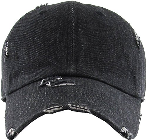 Kbe-Vintage Bdm Hand Washed Hand Distressed Baseball Cap Black Denim #TOP1
