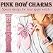 AMWorld Pink Bow Silicone Band With Charms Compatible Apple Watch Women 41mm 40mm 38mm 44mm 45mm 46mm 42mm 49mm, Floral Dressy Engraved Bling Ring Strap for iphone Watch Series 11 10 9 8 7 6 5 4 Ultra SE 3 2 1 pink44