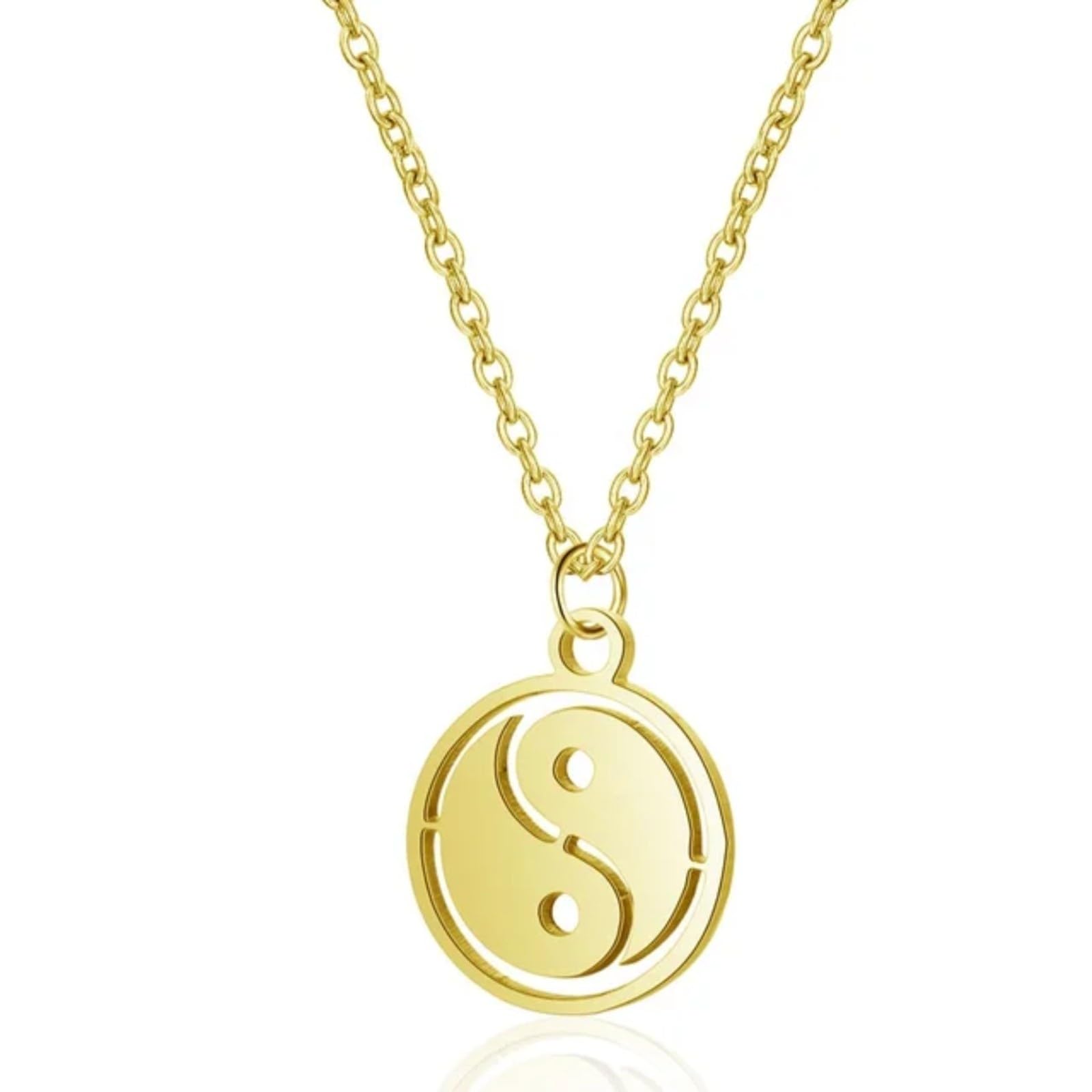 SALTY Anti Tarnish Yin-yang Gold Pendant Necklace for Women | Stylish Locket Chain | Latest Fashion Jewellery Accessorie