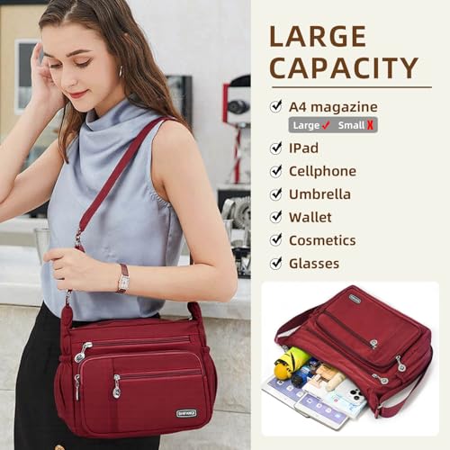 Image of Crossbody Bag for Women,Multi Pockets Cross Body Purses for Women, Ladies Shoulder Bag, Travel Purses and Handbags