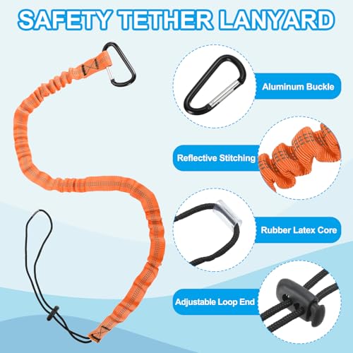 Image of MECCANIXITY Retractable Tool Lanyard 3.6ft with Aluminum Buckle and Adjustable Loop End, Included Glove Clamps and Keychains, Fall Protection Tools Leash for Hand Tools, Orange 3 Pack