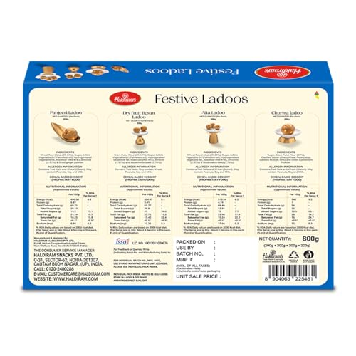 Image of Haldiram's Festive Laddoos |Traditional Taste |Classic Festive sweet | Made with Premium Ingredients | Ideal for Gifting | Authentic Taste (Pack of 3)