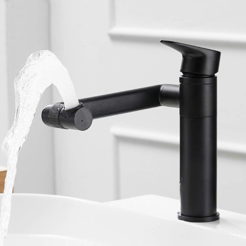 Robinet noir rotatif LWX à manette unique pour eau chaude et froide