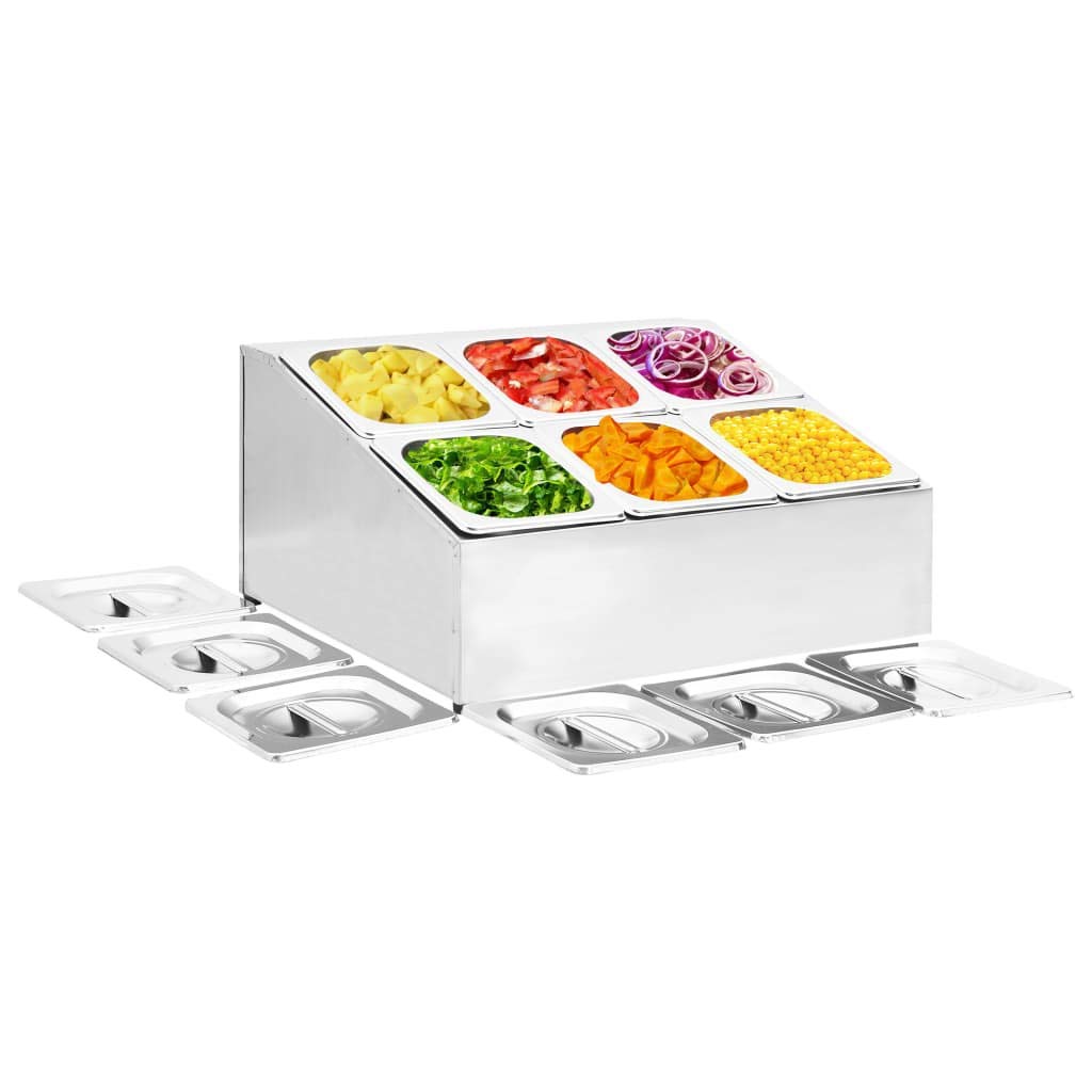 Homgoday Soporte de Bandejas Gastronorm Doble Fila - Acero Inoxidable, 6 Contenedores GN 1/6, Apto Lavavajillas