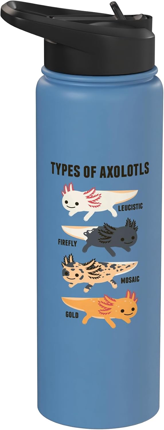 Types of Axolotls Stainless Steel Insulated Water Bottle