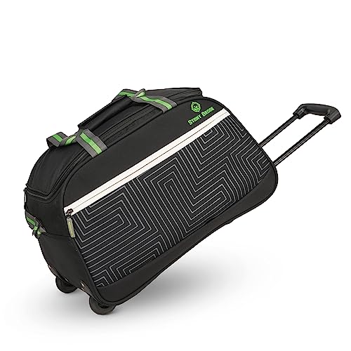 Image of Stony Brook by Nasher Miles Maze Polyester Cabin Small 52 cm Black Fluorescent Green Wheel Duffel Bag for Travel | Duffle Bag with Trolley