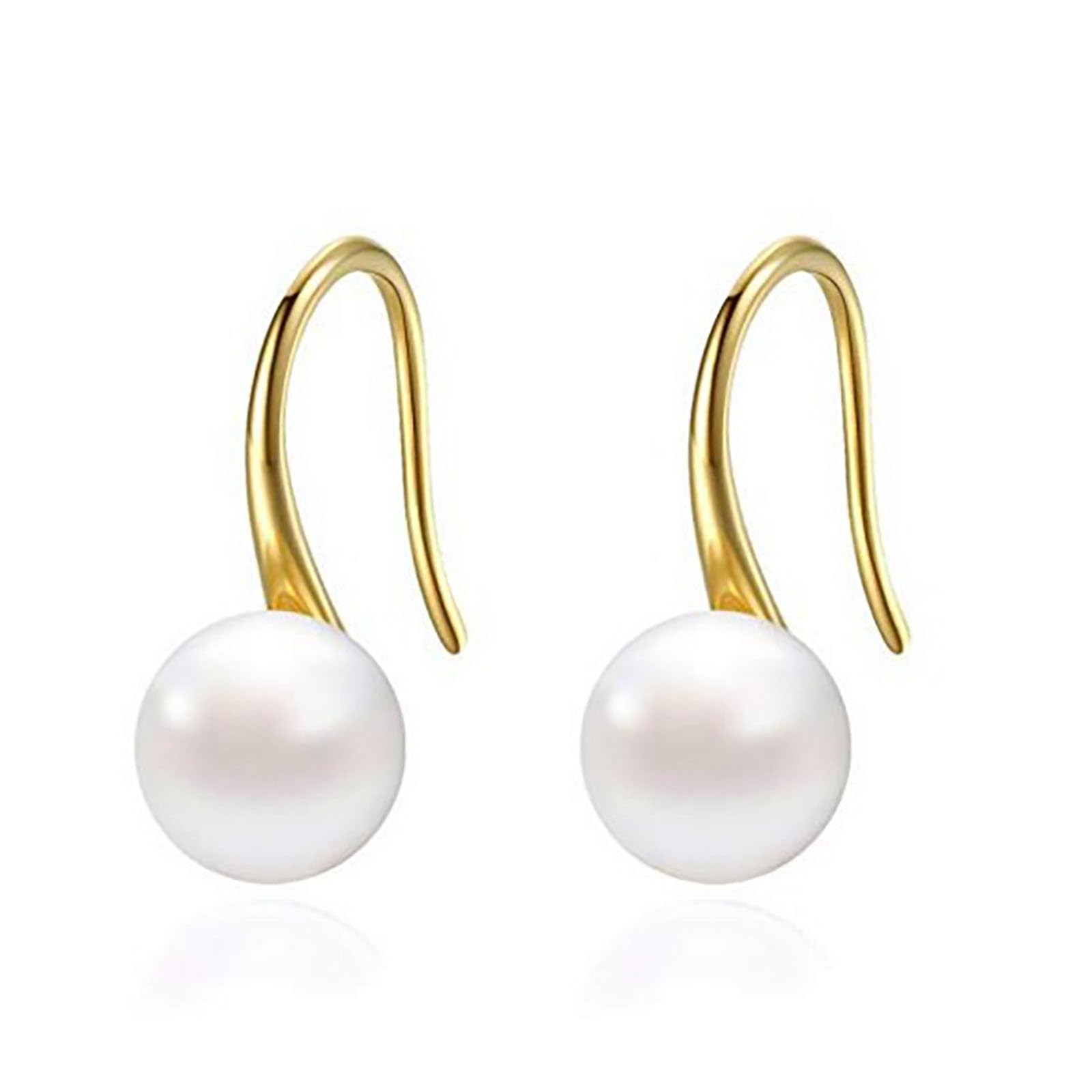 Hmzidz Pendientes Perlas Colgantes Pendientes Plata de Ley 925 con Perlas Mujer Pendientes de Perlas Auténticas y Oro Pendientes de Gancho en Forma de Gota de Agua Dulce Estilo Moderno y Elegante