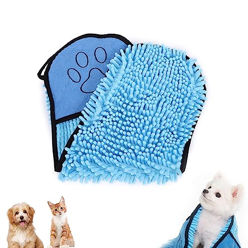 Haustier Handtuch, Super Saugfähig Haustier Handtuch, Hundetuch Mikrofaser Hundehandtuch, Haustier Badetuch, für Katzen und Hunde, Langlebig, Schnell Trocknend, Maschine Waschbar, Verdicken, Blau