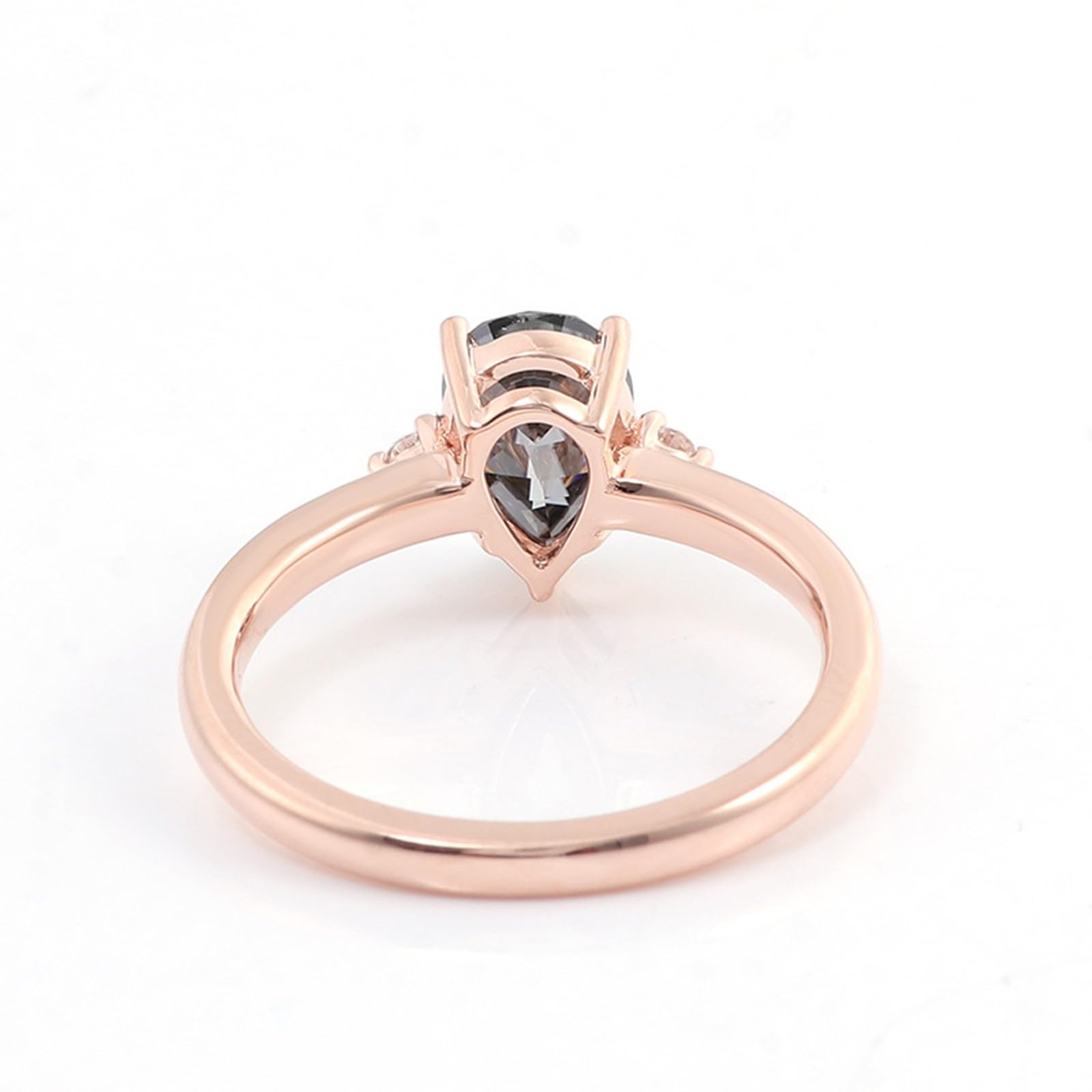Anello da donna in oro rosa 750, 18 carati, anello di fidanzamento, solitario a goccia, con incisione, con moissanite 2 ct, per donna, misura 48 (15,3)