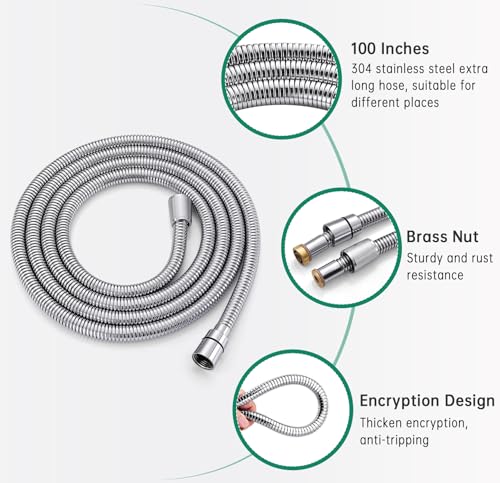 Image of Shower Enema System with 100 Inches Hose, Diverter, Water Control Valve for Men and Women Portable Cleaning, Enema Nozzle Kit Cleaner Attachment(Matte&Chrome