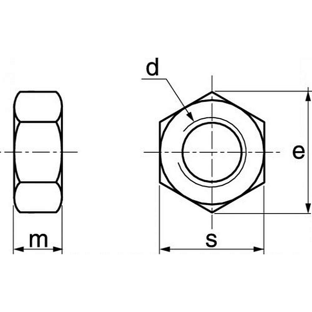 50 tuercas hexagonales Unc 7/16 de acero inoxidable A2.
