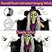 59” Halloween Hanging Animated Witch Decoration with Sound Activated, Glowing Eyes, Spooky Sounds and Motion - Perfect for Halloween Haunted House Prop Décor, Indoor/Outdoor Display, Lawn, Party