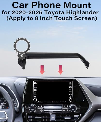 Image of Car Phone Holder for 2020-2025 Toyota Highlander Accessories Apply to 8 Inch Touch Screen Fixed Clip Magnetic Cell Phone Mount Hands-Free 360 Degree Rotation