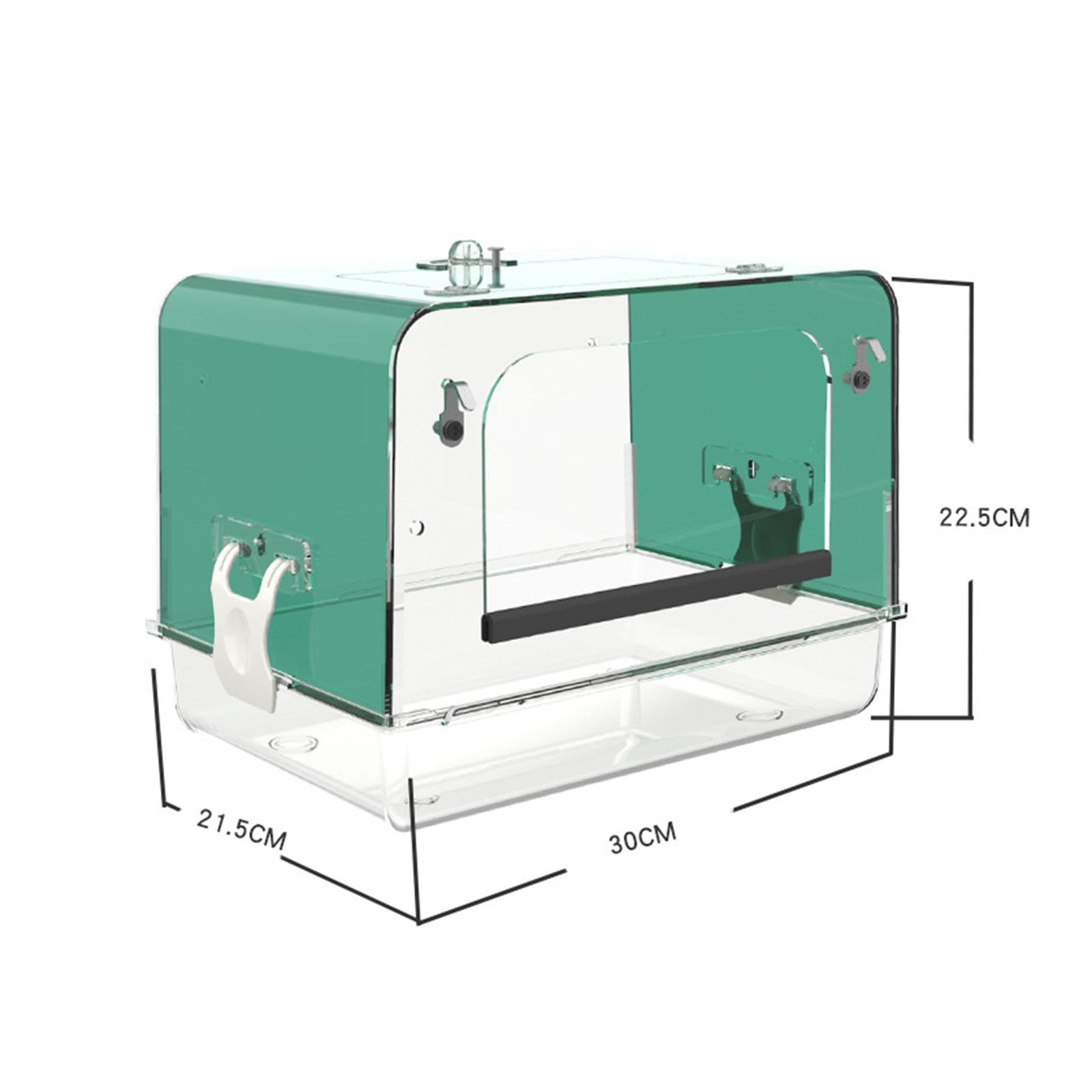 Vasca da Bagno per pappagalli con Ganci, Scatola da Bagno in Gabbia per Uccelli Domestici, Box Doccia per Vasca da Bagno in Acrilico per pappagalli, Verde
