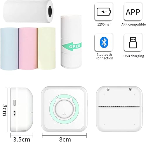 Miniatura 8 de Tshiwort Mini impresora de calcomanías, impresora portátil para teléfono, mini impresora térmica para calcomanías personalizadas, impresora de fotos