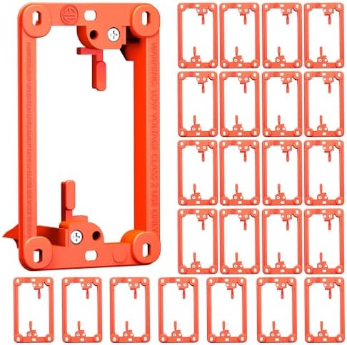 BestMounts - 24 Pack Low Voltage Mounting Brackets 1 Gang for Drywall Outlet Cable Pass Through Wall Plates - Cable Wall Plate Bracket for Old Work, Telephone Wire, Network Cable, HDMI, Speaker Wire