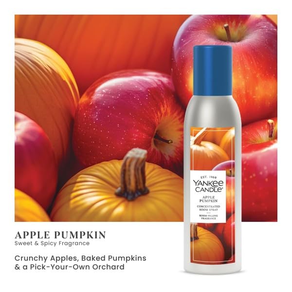 Image of Yankee Candle Concentrated Air Freshener Room Spray, Odor Eliminator for Home, Bathroom, Apple Pumpkin, 1.5 Oz (Pack of 3)