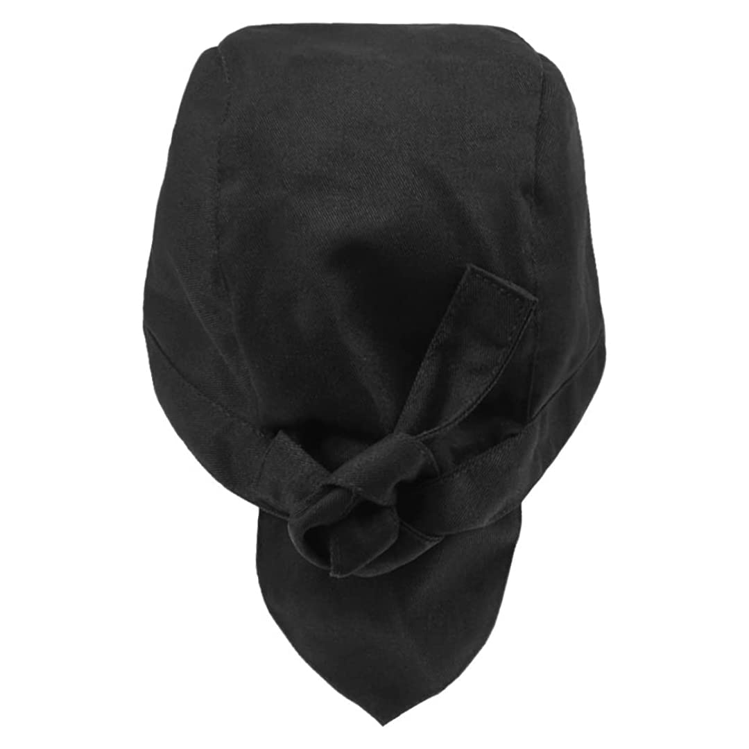 Professional Chef Bandana Cap for Kitchen Hotel Waiter Catering Hat (Black)