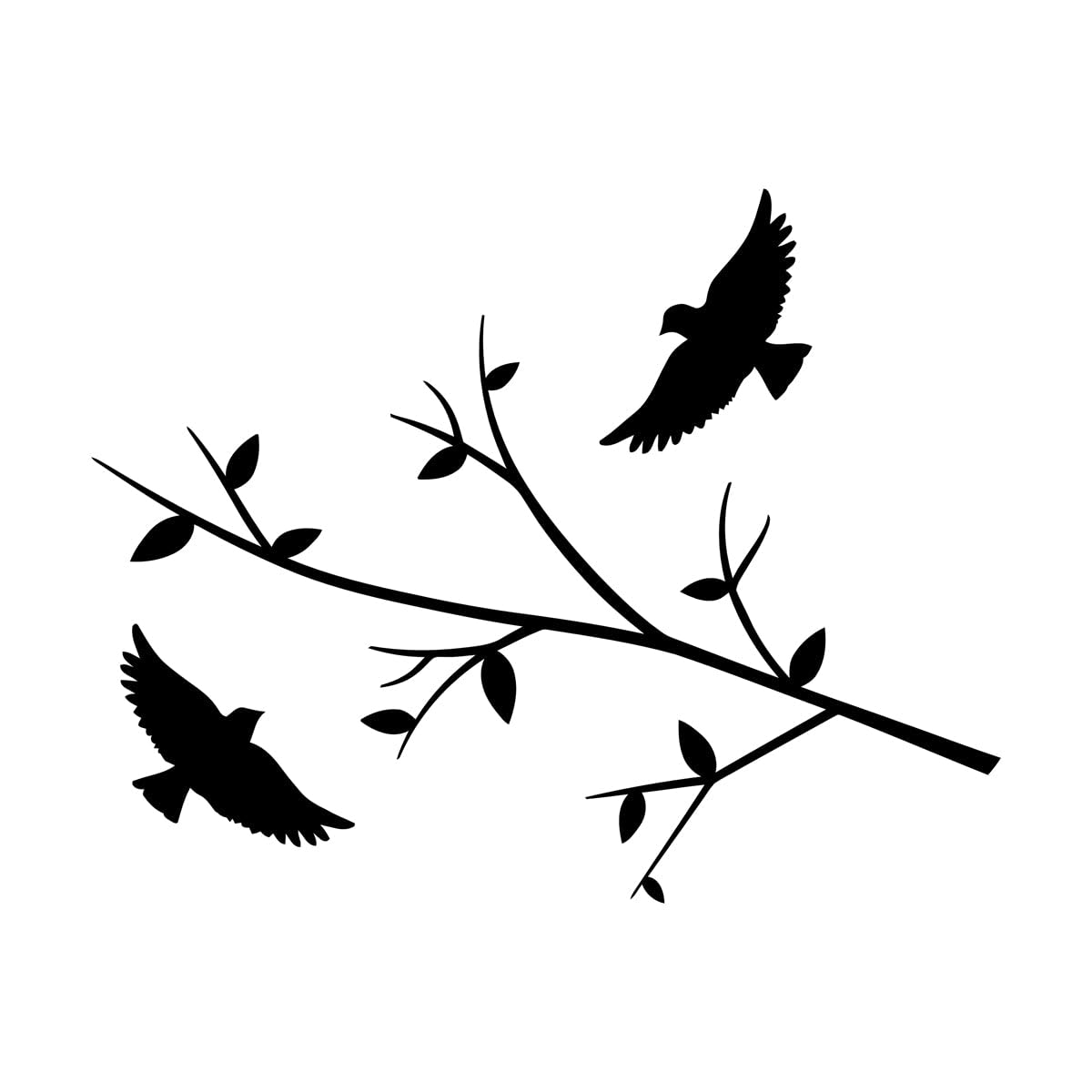 Vinyl Wall Stickers Birds Tree Branch Freedom Bedroom 36x46.5cm Multi Color Selection Small Black