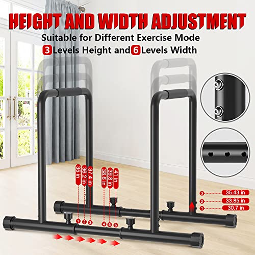 Yoleo Adjustable Dip Bar- 1100Lbs Dip Station Portable Functional Fitness Bar With Safety Connector, Heavy Duty Dip Stand Body Press Bar Parallette Exercise Bar Workout Equalizer For Calisthenics #TOP3