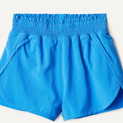 Image of Amazon Essentials Girls' High-Rise Athletic Performance Stretch Woven Shorts with Elastic Waistband