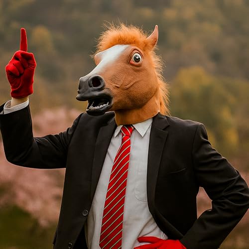 Retoo Pferdemaske für Karneval Maske Latex, Tiermaske Erwachsene, Pferd Kostüm für Weihnachten Party Dekoration, Pferdekopf, Pferde Maske, Tierkopf Halloween, Braun