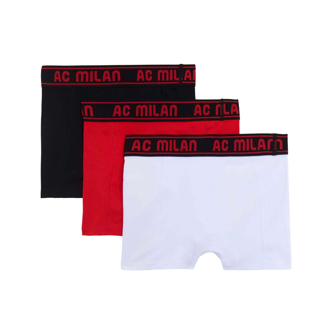 A.C. Milan Boxer, Mutande con Logo in Cotone, Prodotto Ufficiale, Pacco da 3, Bambino/Ragazzo