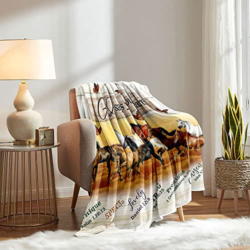 Luvivihome Horse Throw Blanket, Butterfly Rustic Western Blanket For Horse Lovers, Cozy Soft Fuzzy Fluffy Warm Plush Flannel Fleece Blanket For Couch, Sofa, Motivational Inspirational Gifts, 50"X60" #TOP2