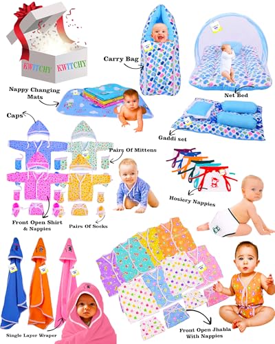 Image of Kwitchy 56 in 1 Baby Products All New Born Combo | Infants Essentials | Newborn Kit | Infant Accessories | Baby Gift Set (0-6 Months) Blue for Baby Boy